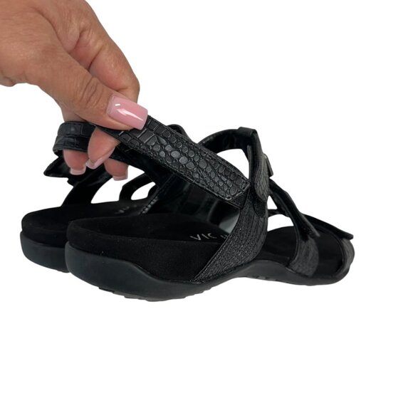 Vionic AMBER Womens Strappy Black Sandals SZ 8 Adjustable Strap Textured Pattern - Picture 10 of 13